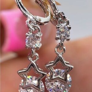 Silver Star Dangle Earrings NEW